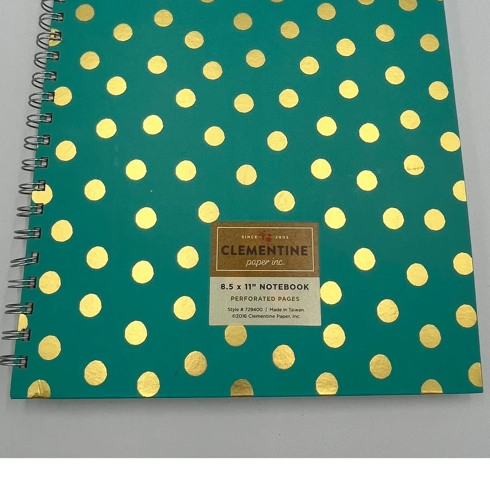 Clementine Paper Inc Notebook Unisex 8.5x11 Teal Gold New Polka Dot 729400